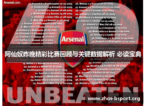 阿仙奴昨晚精彩比赛回顾与关键数据解析 必读宝典 阿仙奴昨晚精彩比赛回顾与关键数据解析 必读宝典